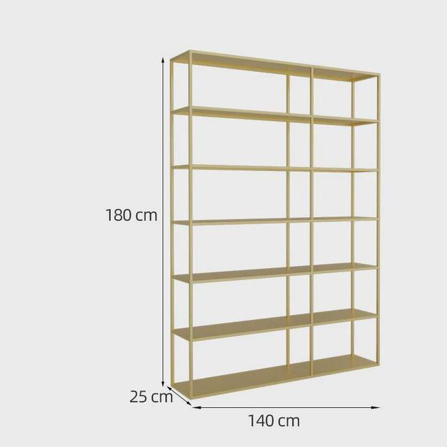 Modern wrought iron bookshelf multi-layer storage bookshelf office wall floor display rack shelf light luxury display