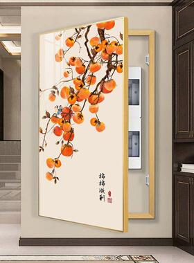 中式玄关入户配电箱大尺寸电表箱装饰新画竖款强弱电箱装饰画遮挡