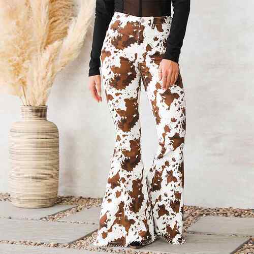 MAOMOUS women spring summer jeans cow pattern white bottom - 图1