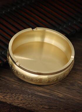 新款直销烟灰缸纯黄铜摆件铜器复古五虎万字纹工艺品龙凤呈祥礼品