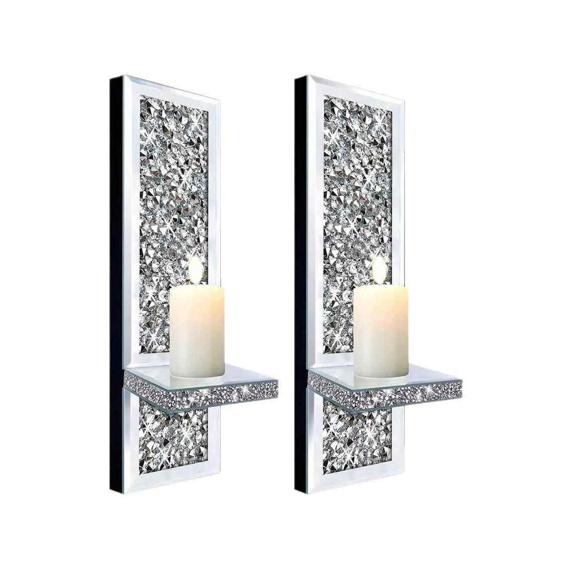 2个装镜面碎钻壁挂烛台置物架镜面墙挂烛台创意壁挂烛台跨境 - 图3