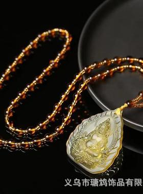 古法琉璃挂件佛像结缘药师项链