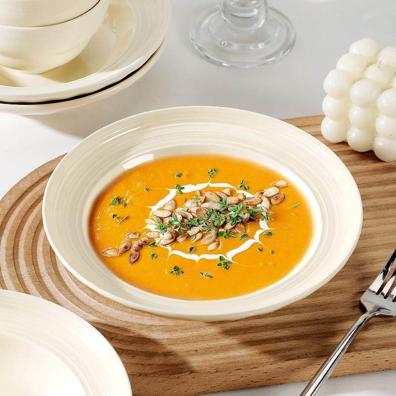 6祇装螺纹草帽盘盘子家用2025新款陶瓷加深盘盘子沙拉义大利面 面,淘宝优惠券,粉丝福利购,淘宝优惠卷