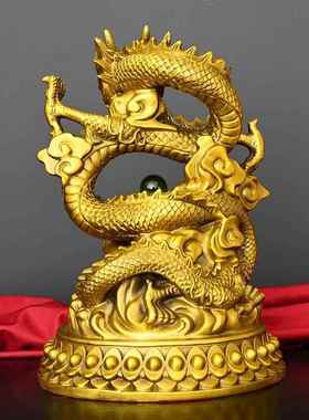 濮薇工艺品 新款铜龙摆件 黄铜富甲天下龙 家居装饰创意礼品