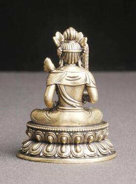 复古纯黄铜虚空藏菩萨铜像桌面摆件宗教供奉佛像工艺品老铜器
