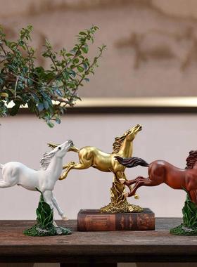 骏马树脂工艺品摆件家居玄关书房客厅办公室动物雕像一马当先