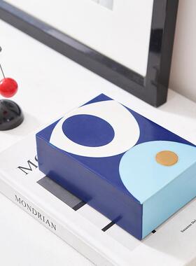 北欧简约牛骨拼接首饰盒托盘卧室梳妆台衣帽间高档奢华格子收纳盒