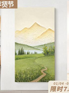 网红.纯手抽绘油制画崇山》现代定挂画《肌理装饰画山水玄关象画