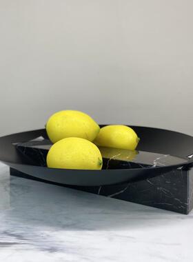 简约现代黑色大理石几何果盘收纳盘创意水果盘客厅茶几餐桌托盘