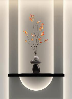 2025新款中式入户玄关壁龛石来运转花瓶客厅电视柜家居装饰品摆件