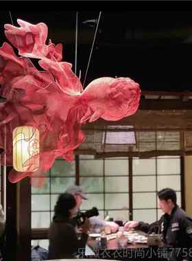 新款金鱼塑艺轻奢式空中中悬挂吊饰雕金属网格商场酒店大型摆铁件