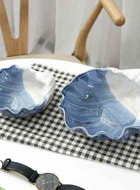 陶瓷贝壳北欧海洋工艺品收纳盘宠物碗玄关钥匙收纳盘家居摆件