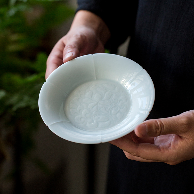 影青紫砂壶承青瓷圆形干泡台茶壶底座点心茶点盘陶瓷茶盘果盘供盘 - 图3