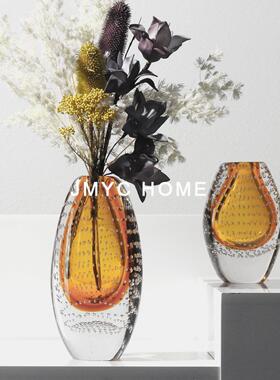 现代家居软装玻璃花器软装饰品样板间客厅电视柜餐桌花插花瓶轻奢
