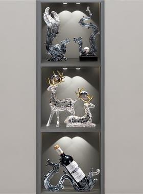 件招财鹿摆轻高档玄关客厅酒奢SD530柜电创视柜办公室装饰品意家