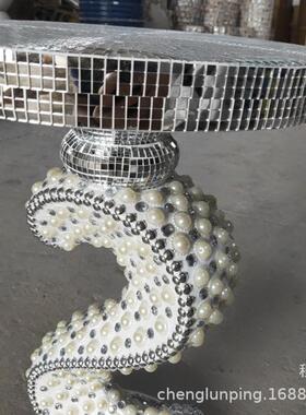 家居新款S型贴珍珠台面玻璃钢花艺酒店商场前台书房花插花器花台
