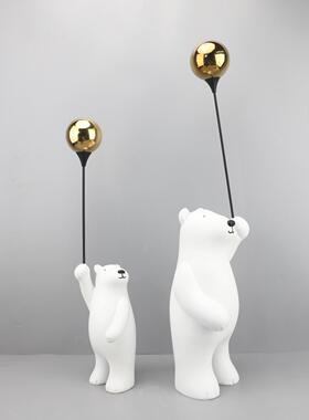 现代简约气球北极熊树脂摆件电视柜客厅卧室玄关样板房家居装饰品