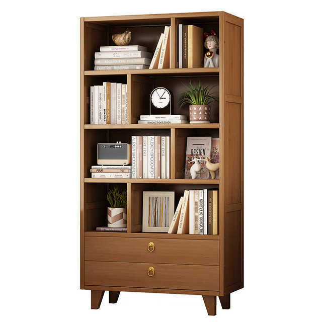 Household small bookcase floor-standing multi-functional shelf non-solid wood simple bookcase living room wall-to-wall storage cabinet