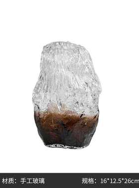 餐桌客厅色奢装饰感创意高级拼冰花瓶纹摆件玻璃式插花轻别墅软意