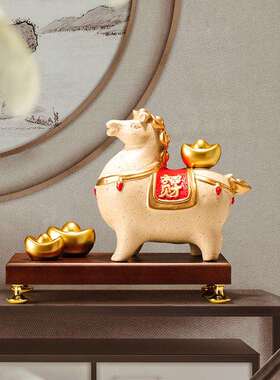 钱陶瓷马上有柜摆件新中式关客厅电视玄办公室开业乔迁手马上有钱
