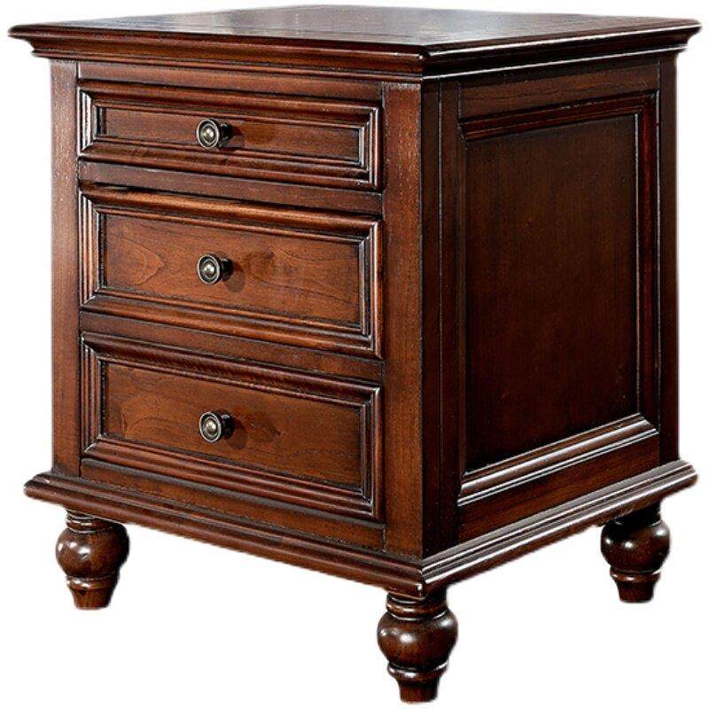 美式床头柜纯实木储物柜乡村覆古边几轻奢卧室白蜡木胡桃色收纳柜,淘宝优惠券,粉丝福利购,淘宝优惠卷