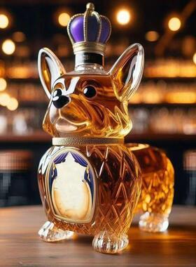 新品动物泡酒瓶宠物犬威士忌酒瓶高硼硅玻璃动物造型酒瓶装饰摆件