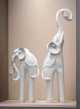 大象摆饰一对家居客厅橱窗壁龛细长竖高落地玄关柜子摆件艺术品