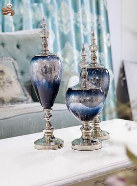 欧MY0001AB式玻璃摆件家居饰品玄轻关厅摆件客档电视柜店面软装奢