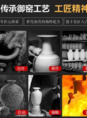 景德镇陶瓷器大师手绘鸿运当头花瓶石榴摆件新中式客厅博古架工艺