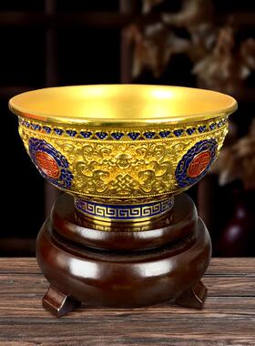 掐丝珐琅彩金碗金属工艺品仿古精雕碗礼盒福寿八宝碗家居装饰摆件
