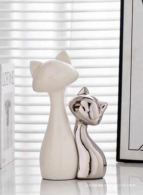 猫咪摆件高级感小众轻奢高档家居电视柜玻璃酒柜客厅玄关软装饰品