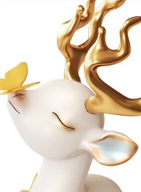 现代创意艺术高级感鹿摆件轻奢高档客厅电视柜玄关酒柜家居装饰品