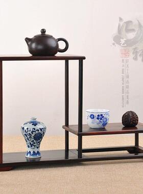 红木博古架小型多宝阁黑檀酸枝茶具实木置物架紫砂茶壶架子展示架