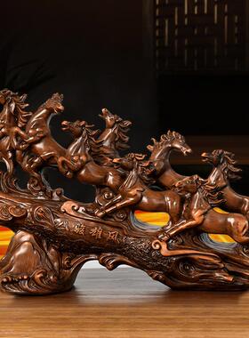 马摆件八骏雄风客厅玄关书房办公室老板桌面装饰摆设公司开业礼品