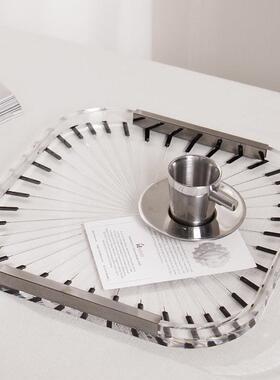 TST简约轻奢托盘几何亚克力线摆件售处楼样形板间艺术装饰品收纳