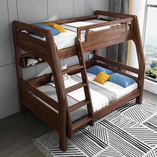 床实木儿童双层床实木子母QYT床新上上下铺床下床中式胡桃木高低 - 图0