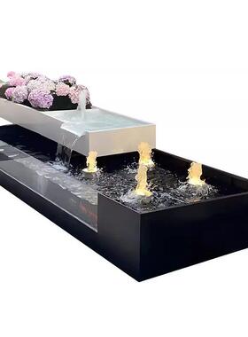 不锈钢鱼池涌泉流水池摆件庭院别墅花园流水景观喷泉水景带过滤箱