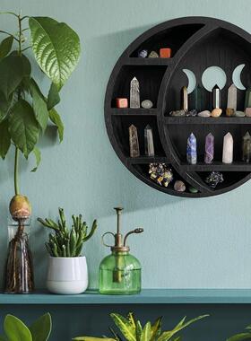 跨境木质水晶展示架Cat in the Moon Crystal Wooden Shelf工艺品