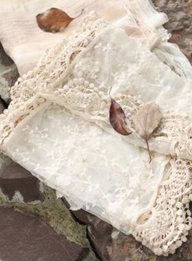 Long hollowed out lace shawl scarf, women's decorative