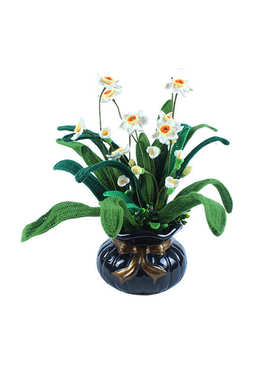 摆件仿真盆栽手工编织兰花铃兰花 仿真毛线花车饰居家摆件