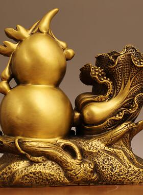 铜百福招财纳福葫芦摆件工艺品客厅玄关办公室桌面装饰品送礼