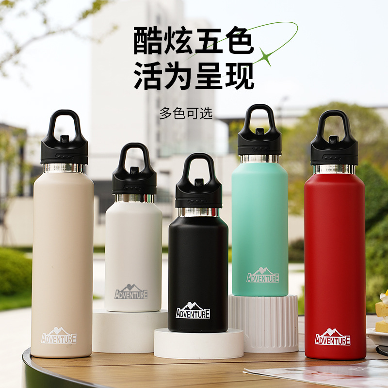 保温杯弹跳单手一键开盖户外大容量运动车载骑行登山便携水壶 - 图1