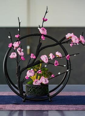 新中式彷真梅花铁艺盆景摆件室内装饰花假花客厅玄关软装饰品摆设