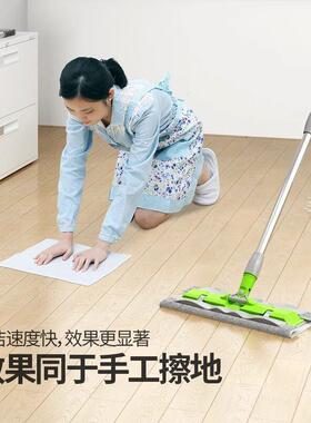 家庭用拖把家用一拖净不留水印加粗加厚不锈钢杆大号平板拖把可夹