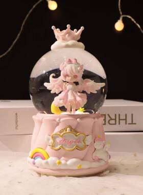 天使女JM2457孩大水晶球家音号乐音盒厂直销 卧室乐灯光氛围装饰