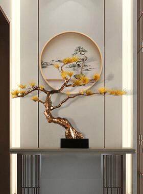 新铁艺迎客树摆松树中式玄关酒店大堂落地件高档茶客厅软装楼装饰