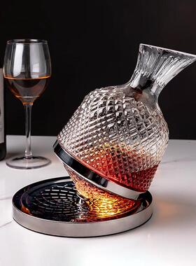 水晶玻璃旋转醒酒器酒柜家居装饰品摆件红酒架轻奢高档客厅餐柜