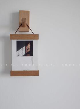 日式实木照片夹 画夹挂画相片夹 明信片夹装饰画日历木夹子