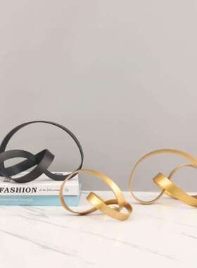 金属铁艺缠绕工艺品北欧轻奢创意家居客厅办公桌面玄关软装饰摆件