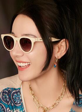 迪丽热巴同款白色太阳眼镜女白框高级感2025新款可配度数偏光太阳